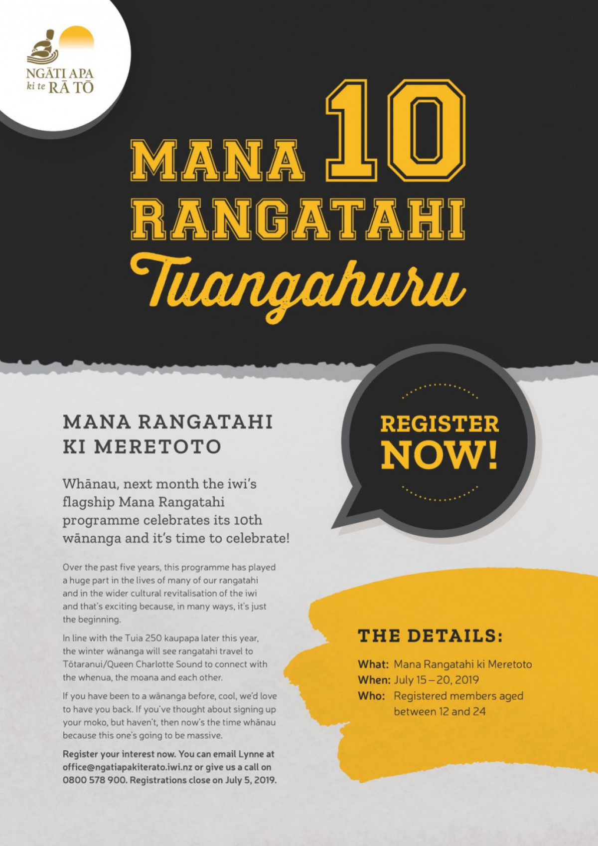 Mana Rangatahi - Tuangahuru