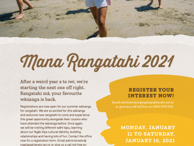 Mana Rangatahi - Register now! 