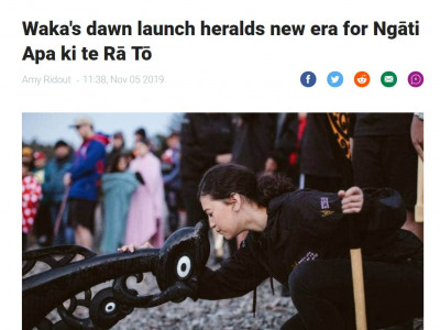 Waka's dawn launch heralds new era for Ngāti Apa ki te Rā Tō