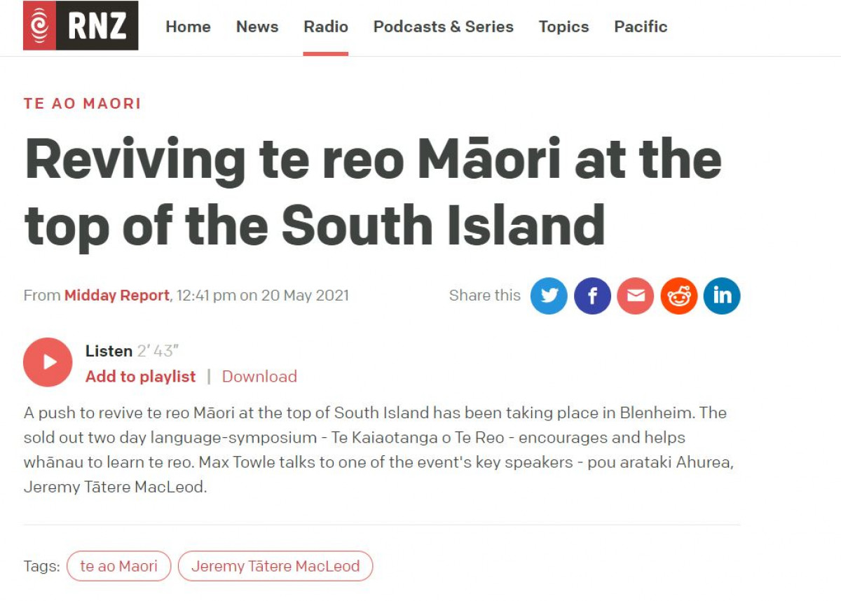 Reviving te reo Māori at the top of the South Island