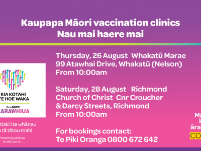 Upcoming Kaupapa Māori Vaccination Clinics